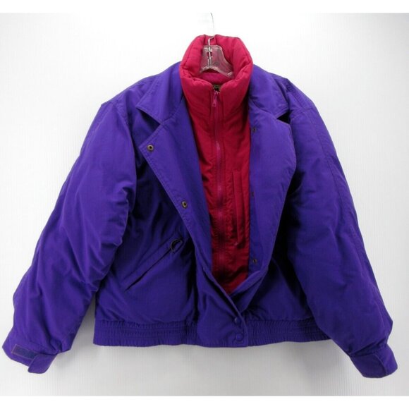 VINTAGE Eddie Bauer Jacket Large Goose Down Puffer Layered Bomber - Picture 2 of 12